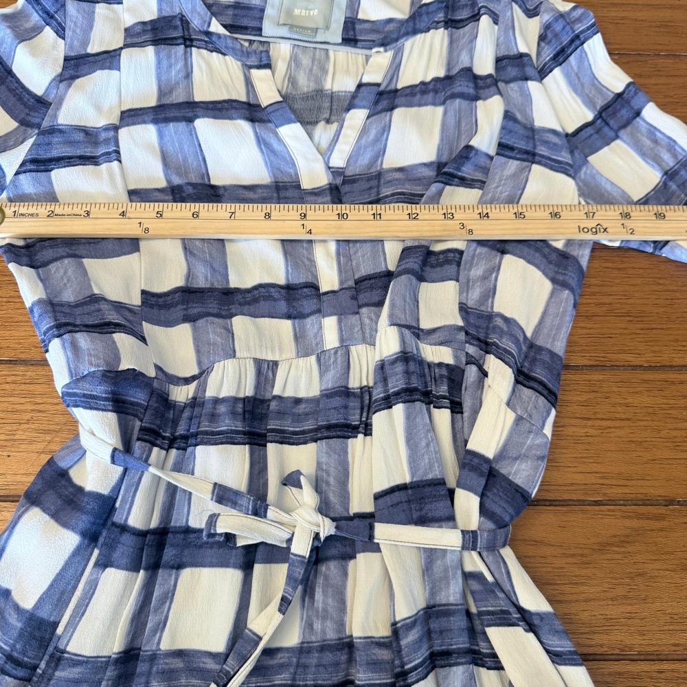 Maeve Anthropologie Devery Shirtdress Blue White Gigham Mini Dress Medium - Picture 8 of 8